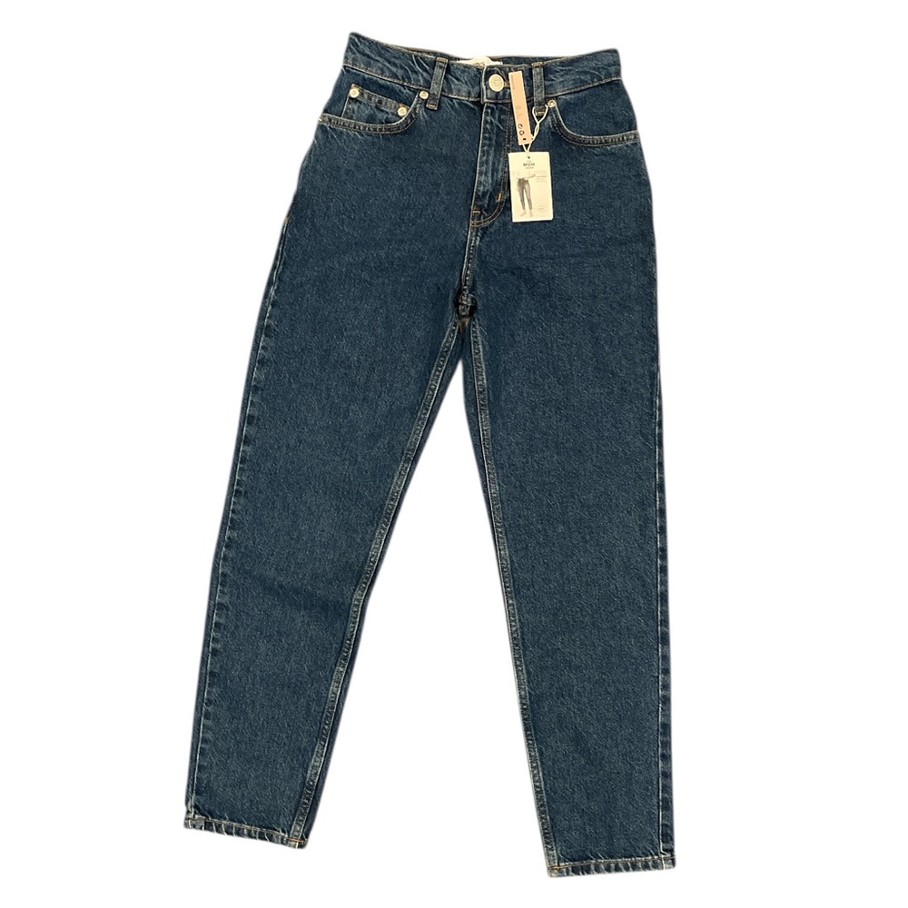 Mango High Waist Mom Jeans XS Blue Ankle Denim NWT Sustainable Cotton